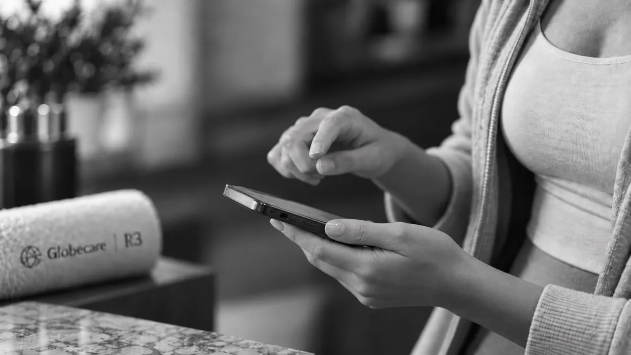 Une personne consulte son téléphone dans son environnement quotidien.
